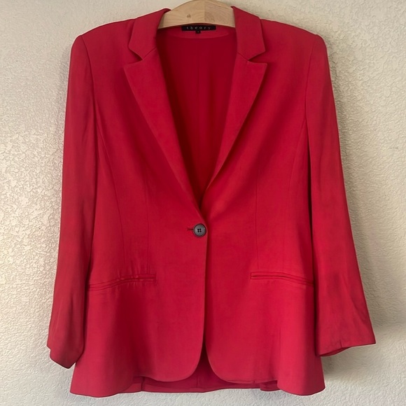 Theory Red 1 Button Blazer Suit Jacket Viscose Stretch • 2 - Picture 1 of 9